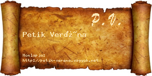 Petik Veréna névjegykártya
